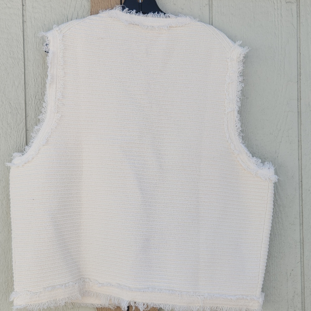 NEW J.CREW Textured Open Front Old Money Coastal Hamptons Preppy Vest Cream XXL - Picture 8 of 8